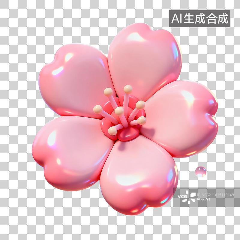【AI数字艺术】3D渲染，桃花，樱花，春天，七夕节，情人节，免抠元素图片素材