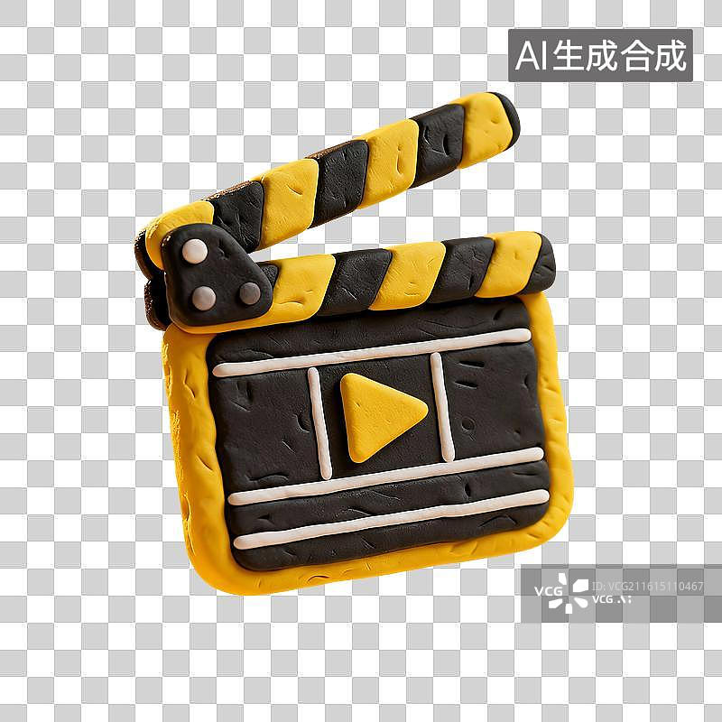 【AI数字艺术】3D卡通粘土风，电影场记板，电影拍板，影视，视频，传媒，免抠元素图片素材