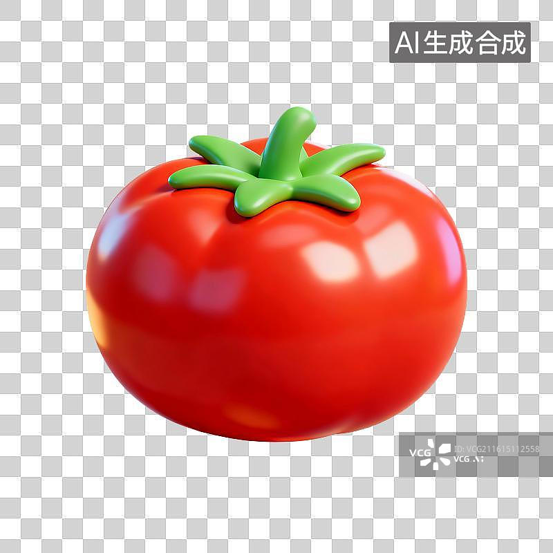 【AI数字艺术】3D渲染，卡通风格，番茄，新鲜西红柿，蔬菜水果，食材免抠元素 分类图片素材