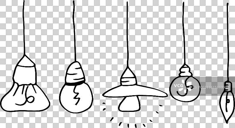 灯泡创意概念涂鸦图标集图片素材