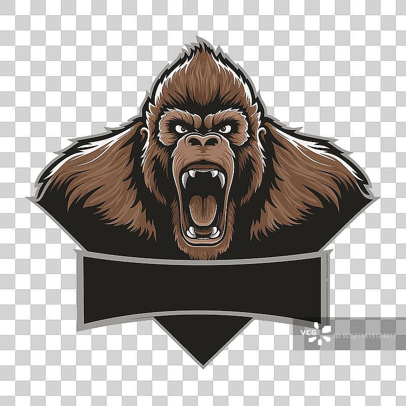 大猩猩咆哮标志设计特写图片素材
