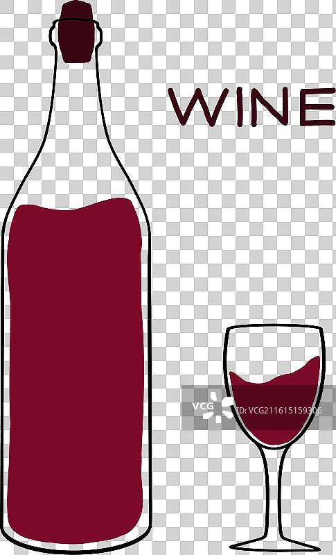 一个红酒瓶旁放着一杯酒图片素材