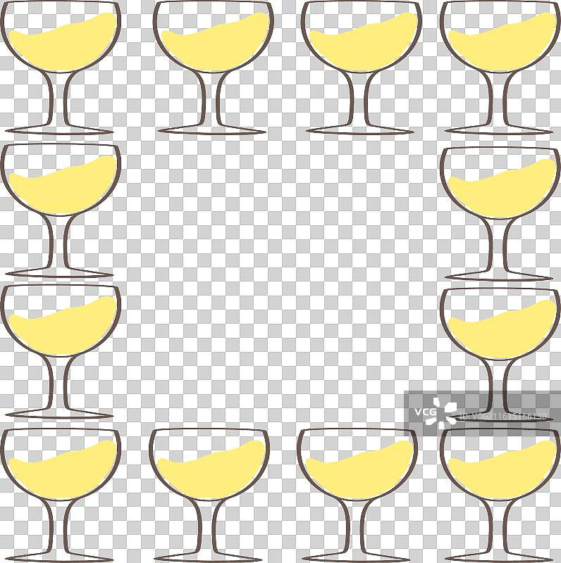 一组装饰性的白色葡萄酒杯图片素材