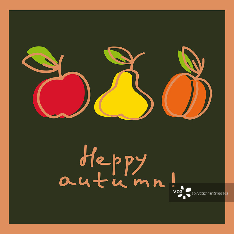 秋季水果卡片，有苹果和梨图片素材