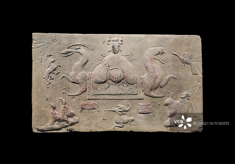 西王母画像砖,东汉,四川博物院图片素材