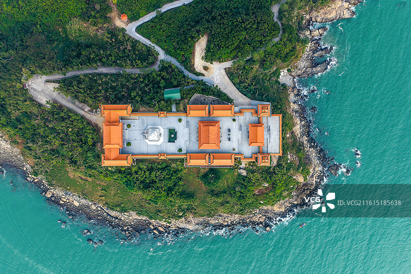 广东省阳江市珍珠湾东平飞龙寺航拍图片素材