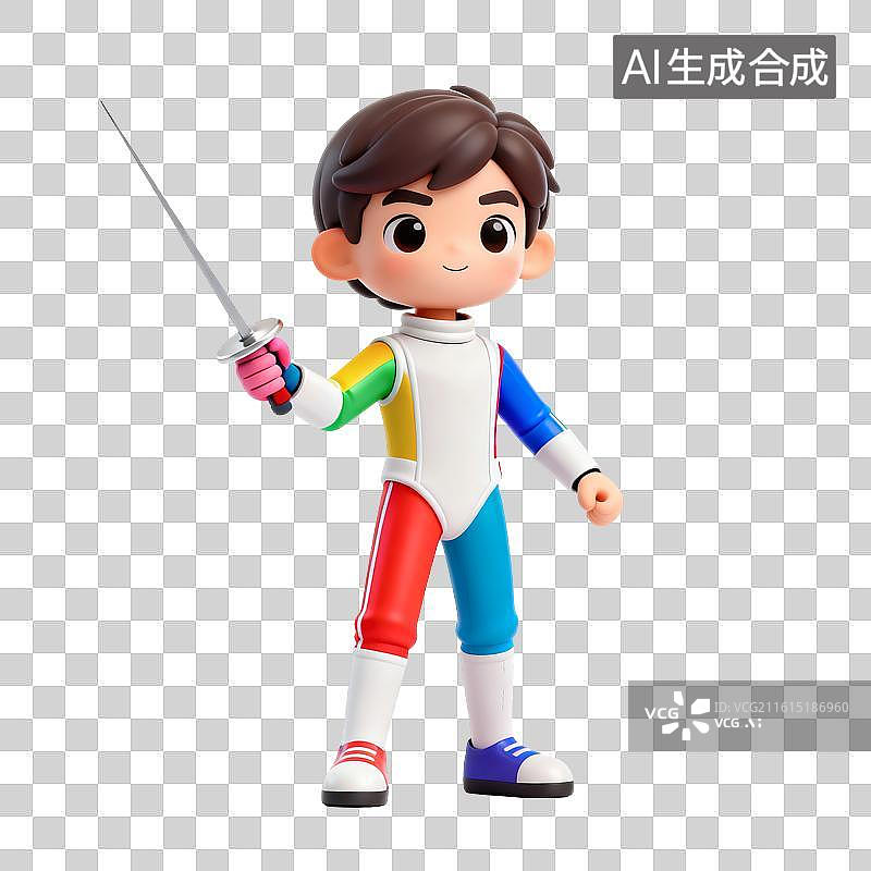 【AI数字艺术】击剑运动员插画图片素材