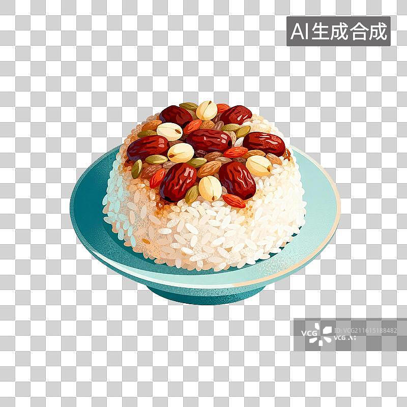 【AI数字艺术】八宝饭美食插画图片素材