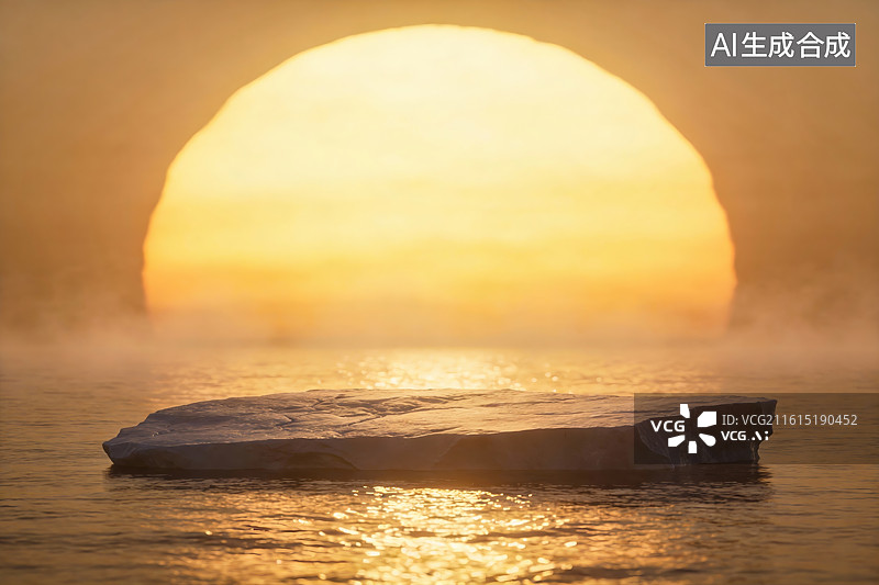 【AI数字艺术】金色电商背景，产品展台图片素材