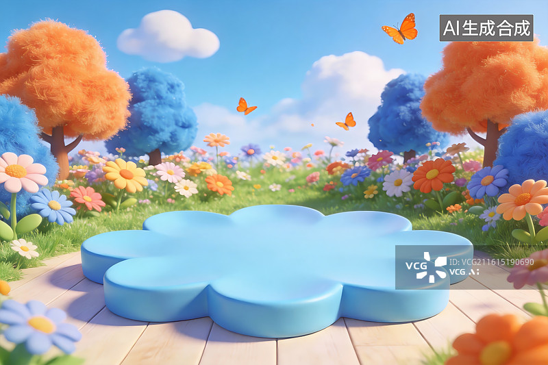 【AI数字艺术】电商背景图，产品展台，春天场景图片素材