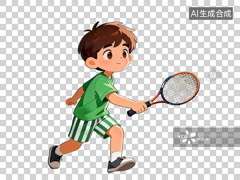 【AI数字艺术】卡通男孩打羽毛球图片图片素材