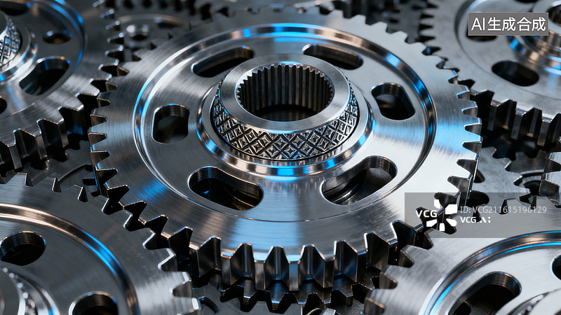 【AI数字艺术】金属齿轮冷硬感机械工业场景图片素材