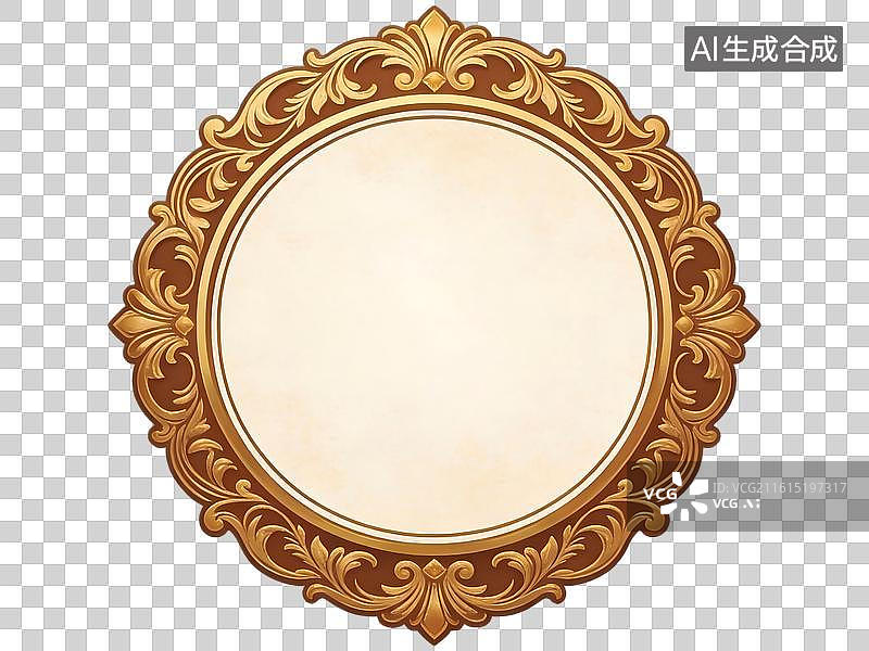 【AI数字艺术】金色复古圆形装饰边框图片素材