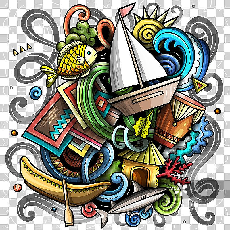 伯利兹卡通涂鸦趣味当地设计图片素材