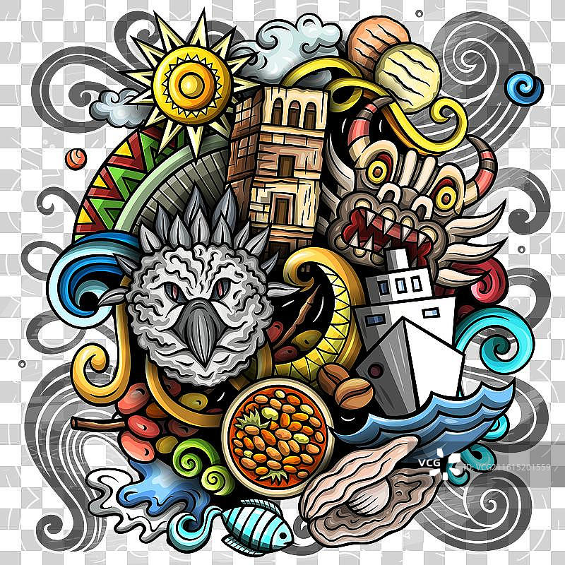 巴拿马卡通涂鸦趣味本地设计图片素材