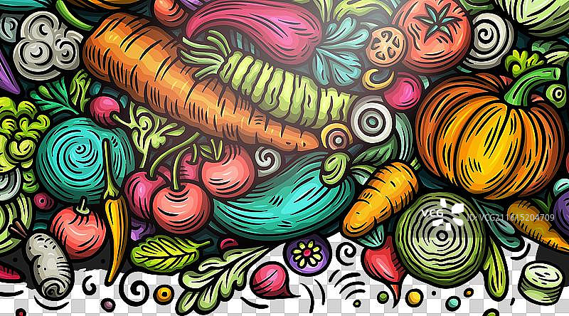 卡通涂鸦蔬菜横幅背景图片素材
