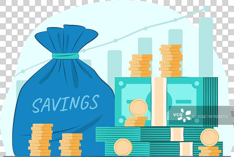 现金和钱袋，用于储蓄和金融图片素材