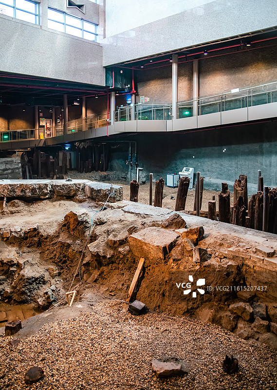 上海志丹苑元代水闸遗址博物馆室内展览空间图片素材