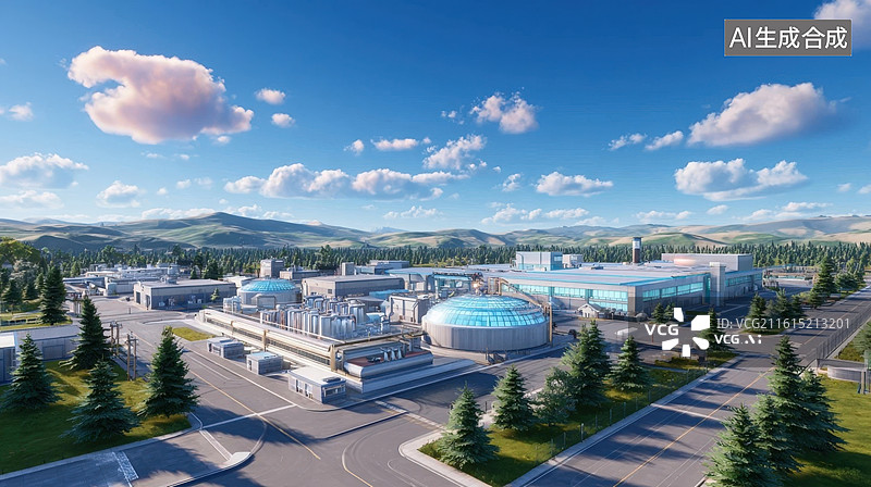 【AI数字艺术】风景如画的现代工业园区图片素材