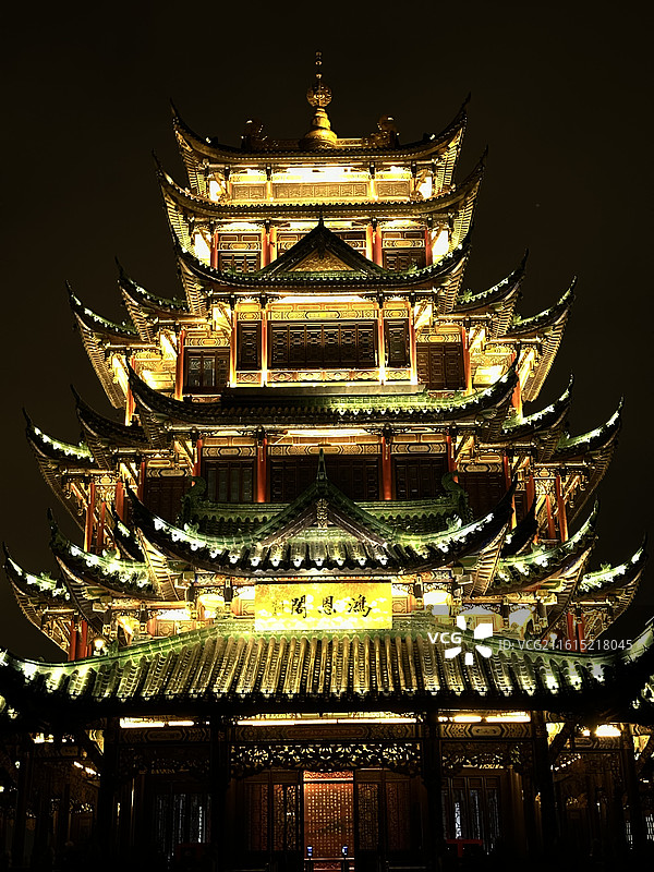 重庆鸿恩阁鸿恩寺夜景图片素材