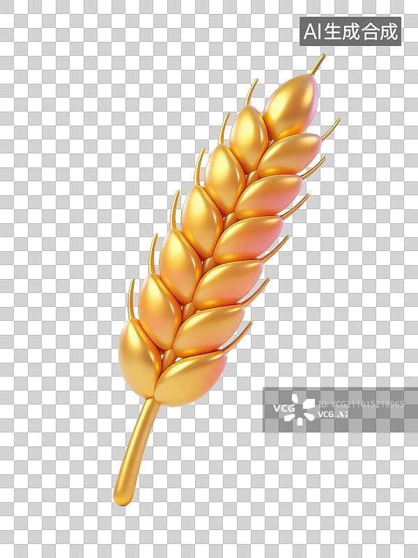 【AI数字艺术】3D金色麦穗丰收元素图片素材