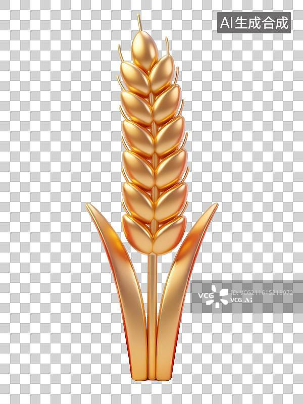 【AI数字艺术】3D金色麦穗丰收元素图片素材