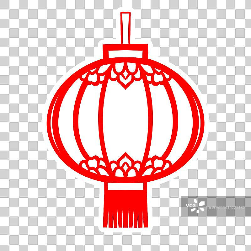 红色剪纸灯笼图案中国传统节日装饰元素图片素材