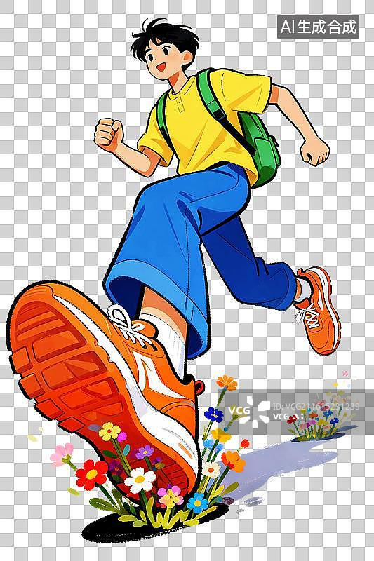 【AI数字艺术】背包男孩踏青出游运动装备健身图片素材