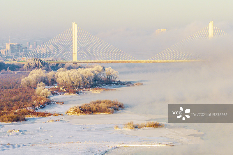 吉林万缕银丝小雾凇岛四星级雾凇仙境图片素材