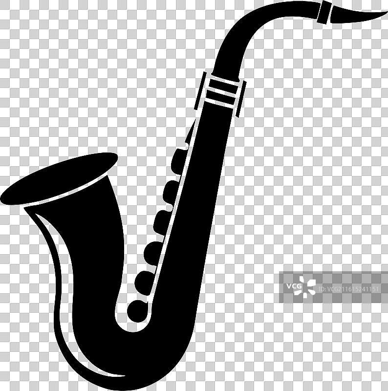 白色背景上的黑色萨克斯风图标图片素材