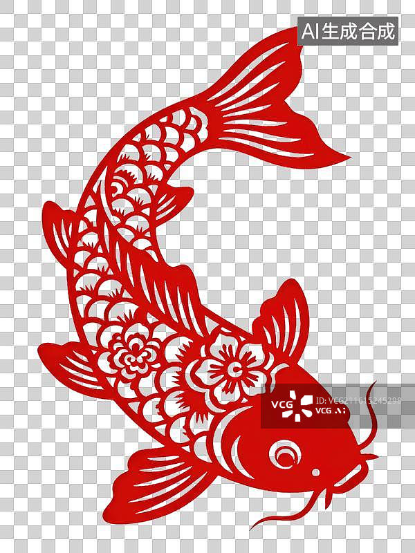 【AI数字艺术】非遗锦鲤矢量剪纸；中国传统文化非遗剪纸；锦鲤图片素材