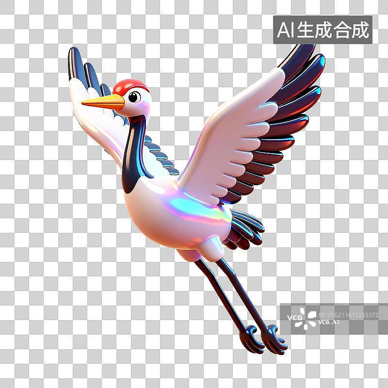 【AI数字艺术】3D仙鹤元素图片素材