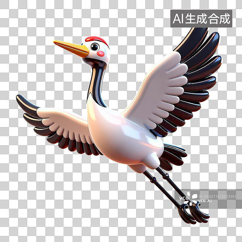 【AI数字艺术】3D仙鹤元素图片素材