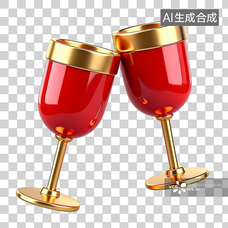 【AI数字艺术】3D婚礼酒杯元素图片素材
