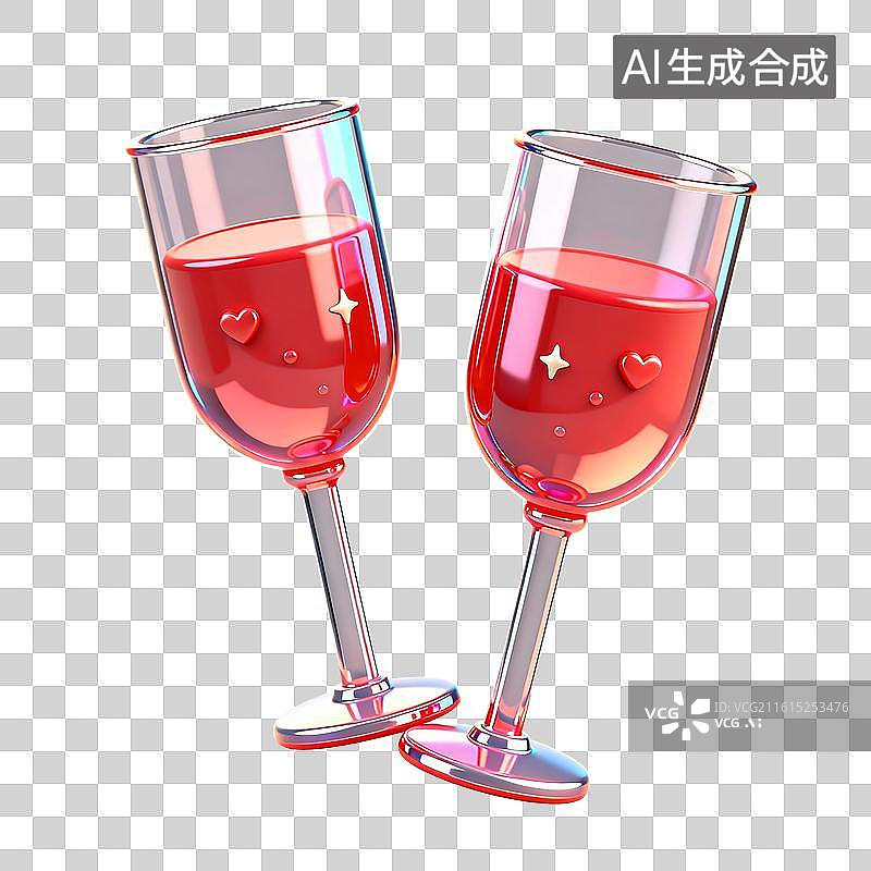 【AI数字艺术】3D婚礼酒杯元素图片素材