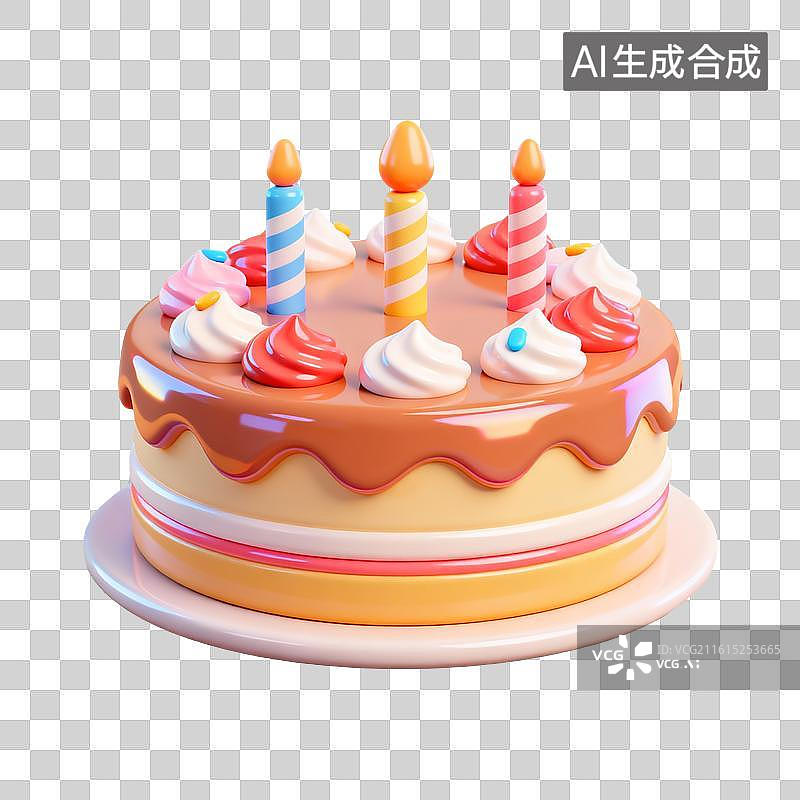 【AI数字艺术】3D生日蛋糕元素图片素材
