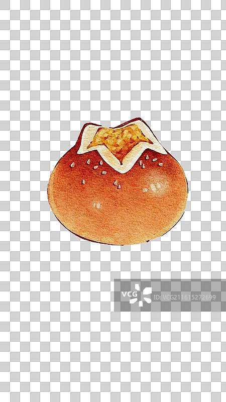 手绘插画碱水肉松包图片素材