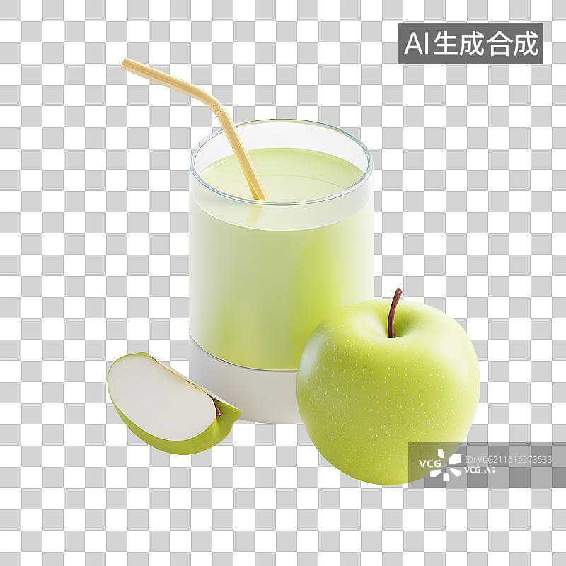 【AI数字艺术】青苹果饮料图片素材