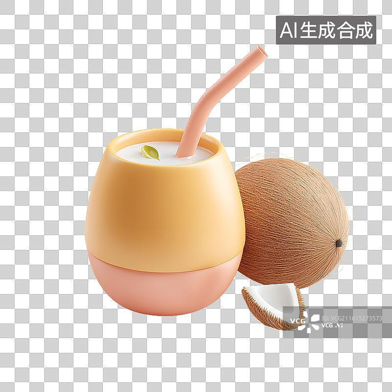【AI数字艺术】一杯椰子果汁图片素材