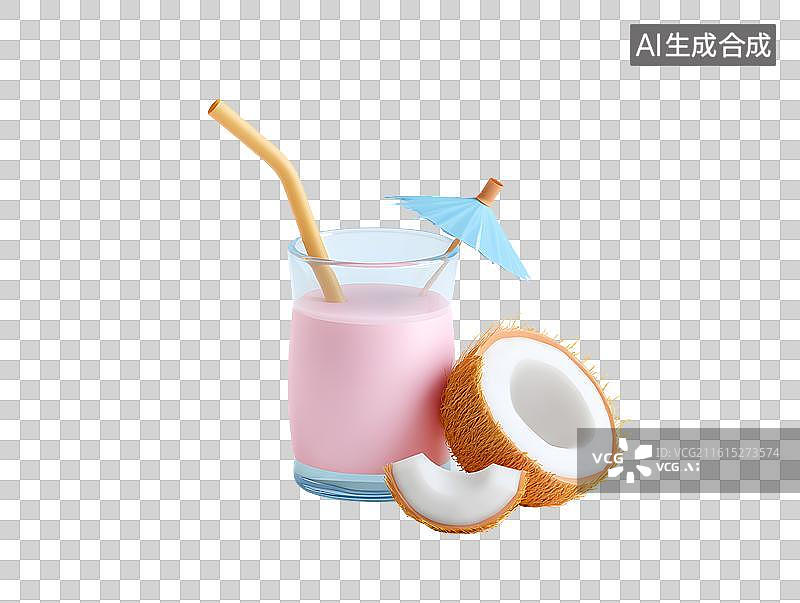 【AI数字艺术】一杯椰子果汁图片素材