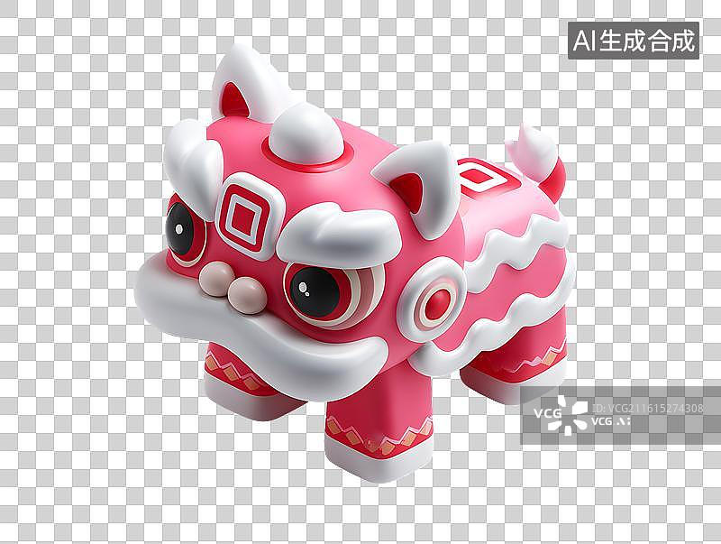 【AI数字艺术】一个可爱的卡通舞狮图片素材