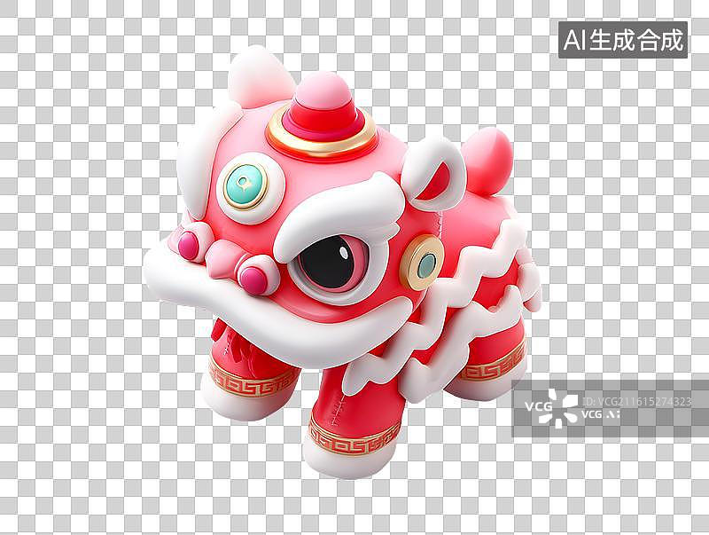 【AI数字艺术】一个可爱的卡通舞狮图片素材