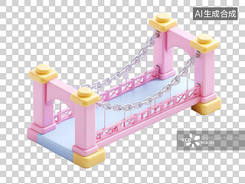 【AI数字艺术】粉红色卡通铁索桥图片素材