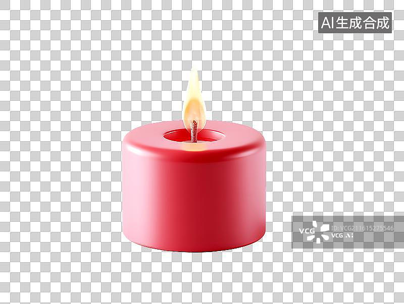 【AI数字艺术】一支燃烧的红蜡烛图片素材