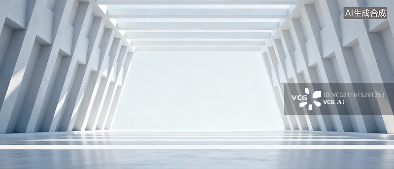 【AI数字艺术】现代建筑空间与玻璃混凝土图片素材