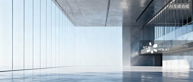 【AI数字艺术】现代建筑空间与玻璃混凝土图片素材