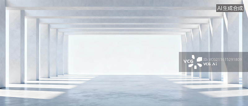 【AI数字艺术】现代建筑空间与玻璃混凝土图片素材