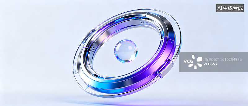 【AI数字艺术】未来感科技环形装置悬浮展示图片素材