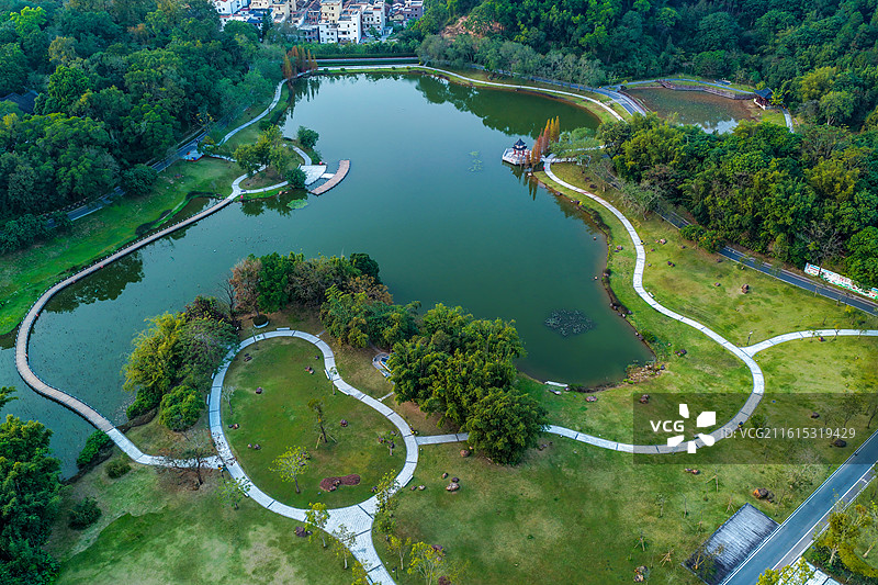 广东省云浮市新兴县六祖故里旅游度假区国恩寺航拍图片素材