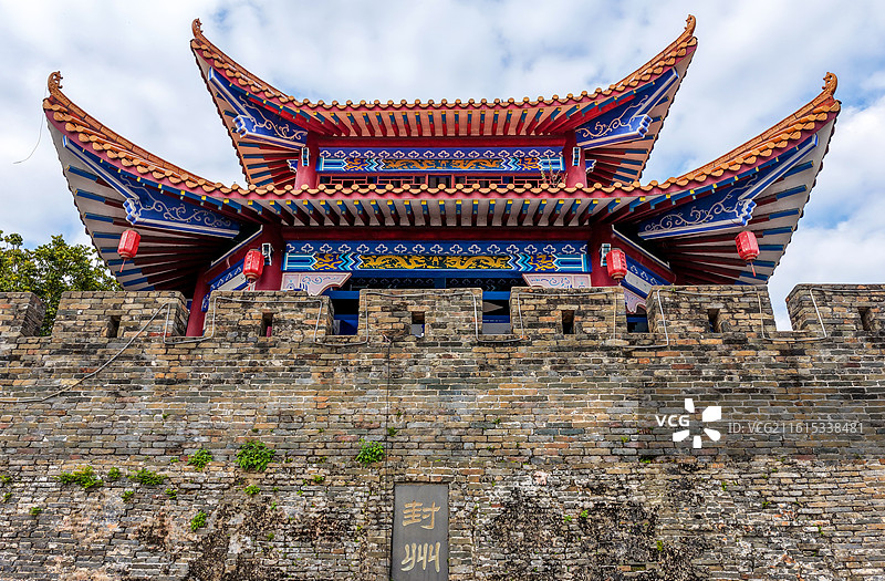 广东省肇庆市封开县封川古城航拍图片素材